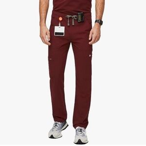 FIGS Mens Cairo cargo straight leg scrub pant burgundy red size XL tall